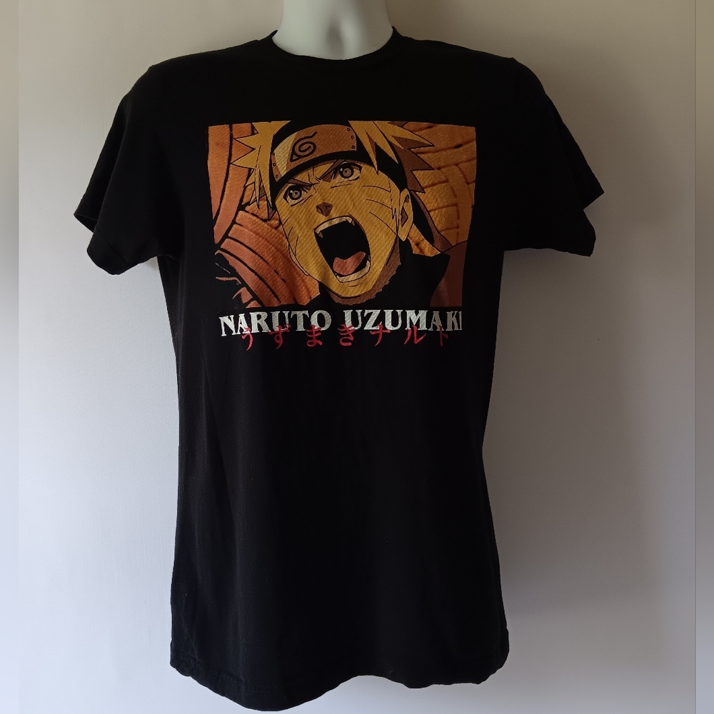 Naruto Uzumaki men's black short sleeve graphic t-shirt size S